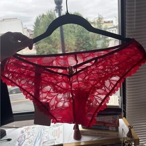 Savage X Fenty Vibrant Red Lace Panties, 2 pairs